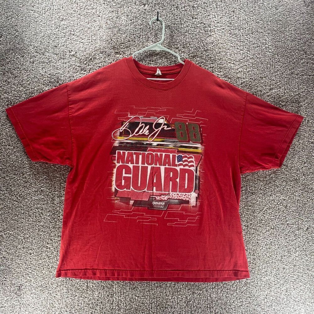 Dale Earnhardt Jr Shirt Mens 3XL XXXL Red National Gaurd NASCAR Racing Logo Crew